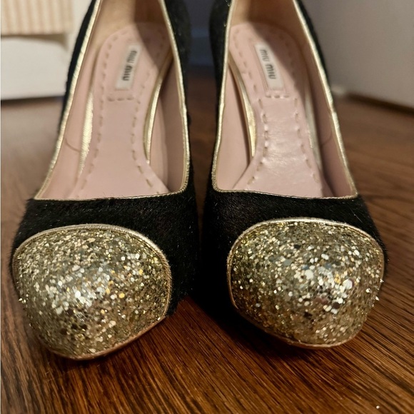 Miu Miu Black and Gold Women's Heels - Picture 6 of 11